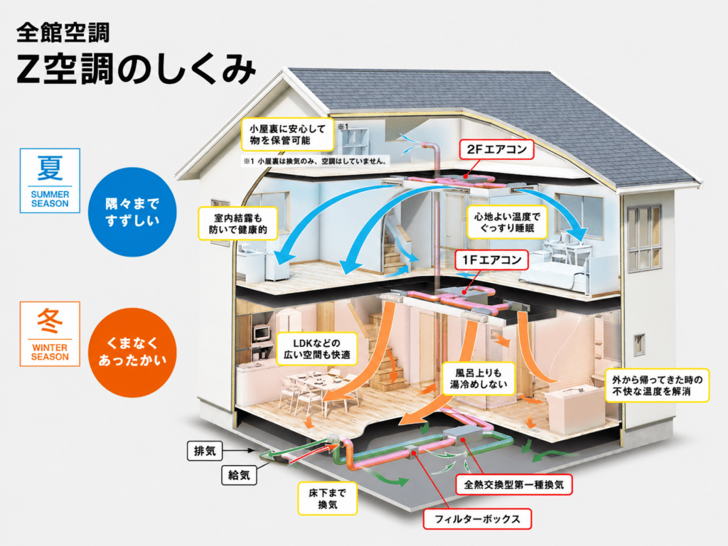 家全体の温度差を抑える全館空調Z空調