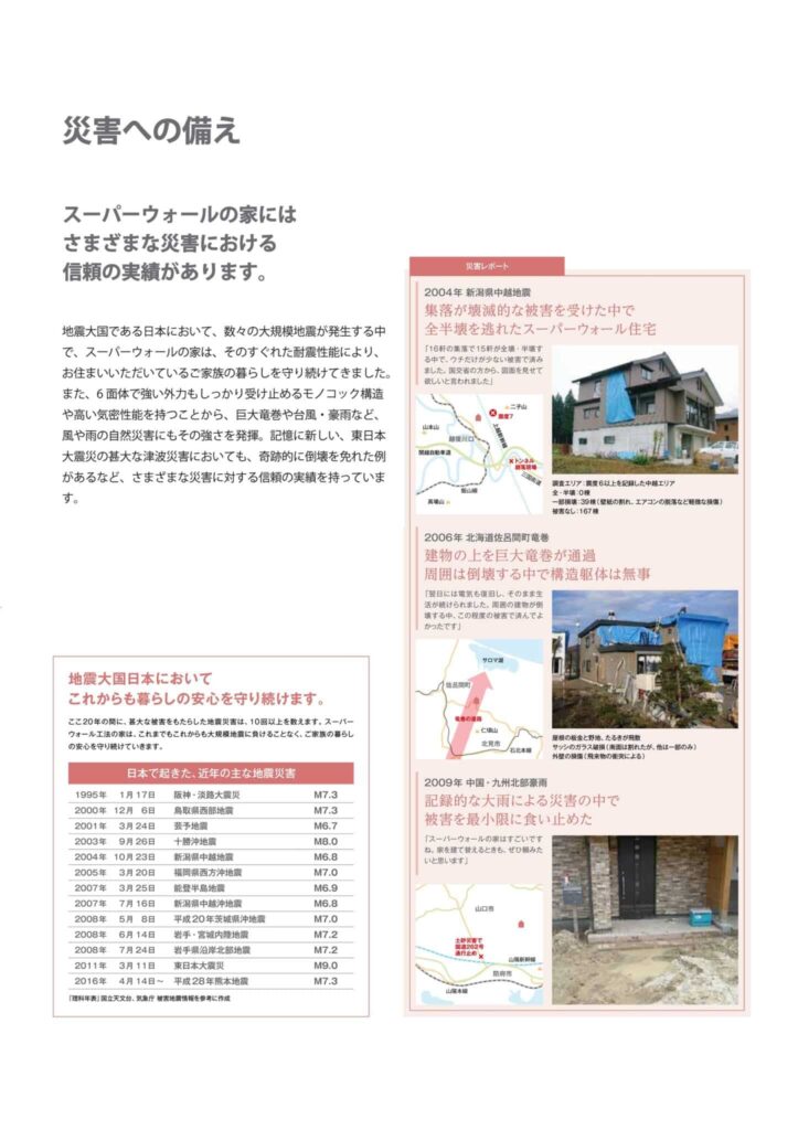 新潟県中越地震で全半壊を免れたスーパーウォール住宅の災害実績
